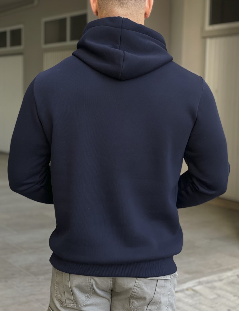 Everbest Ανδρικό Plus Size μπλε navy φούτερ με κουκούλα 251009 φωτογραφία